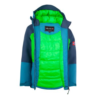 3. Trollkids Kids Hardanger Jacket waterproof insulated blue/green (675-356)