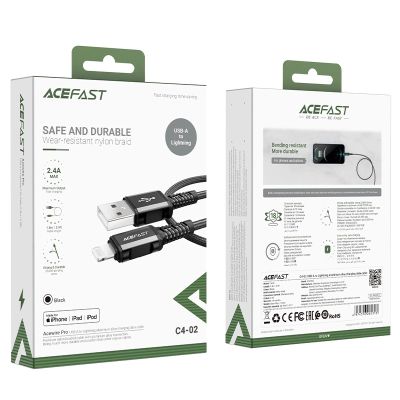 5. Acefast MFI USB - Lightning cable 1.8m, 2.4A black (C4-02 A Black)