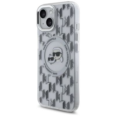 2. Karl Lagerfeld IML Monogram Karl & Choupette Head MagSafe iPhone 15 Case - Clear