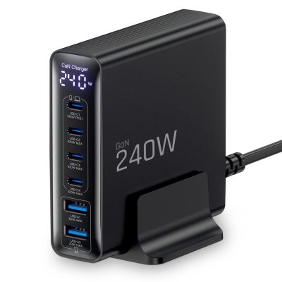 2. Tech-Protect DC240W-GaN Charging Station 6 Ports 4 x USB-C 2 x USB-A 240W QC3.0 - Black