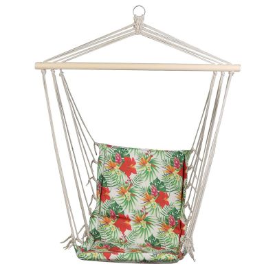 7. BRAZILIAN HAMMOCK HANGING CHAIR 100x50CM NATURA WITH SEWN TROPIC JUNGLE PILLOW