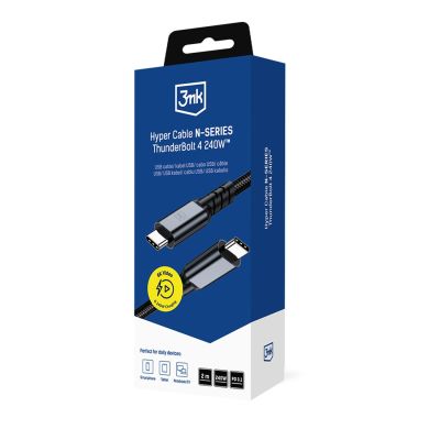 8. 3mk Hyper Cable N-SERIES USB-C / USB-C Thunderbolt 4 2m 48V / 5A 40Gb/s 240W 8K60Hz - black