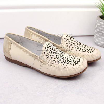 5. Leather comfortable openwork shoes Rieker W RKR658, beige