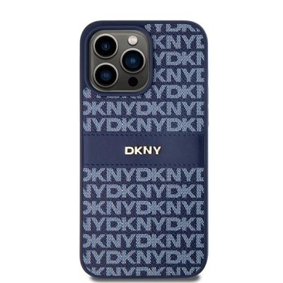 3. DKNY Leather Mono Stripe & Metal Logo case for iPhone 15 Pro Max - blue
