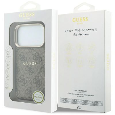 8. Guess Embossed 4G Classic MagSafe Case for iPhone 17 Pro / 18 Pro - Brown