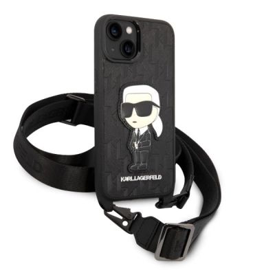 3. Karl Lagerfeld KLHCP14SSTKMK iPhone 14 6.1" black/black hardcase Monogram Ikonik Patch