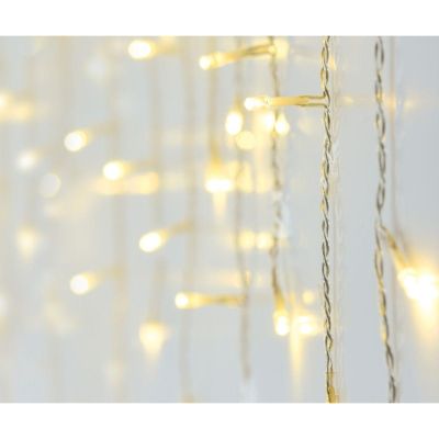 15. CHRISTMAS TREE LIGHTS OUTDOOR LIGHT CURTAIN 180 LED CONTROLLER TIMER WARM WHITE TRANSPARENT CABLE