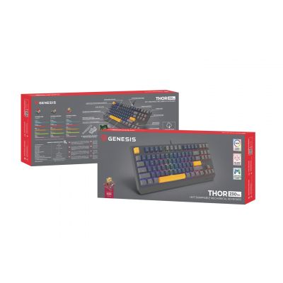 8. GENESIS THOR 230 TKL Gaming Keyboard USB + RF Wireless + Bluetooth QWERTY Black, Blue, Gray, Orange