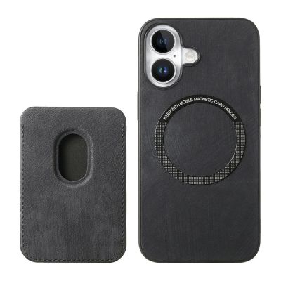 3. Synthetic Leather iPhone 17 Case with Detachable MagSafe Compatible Card Holder - Black