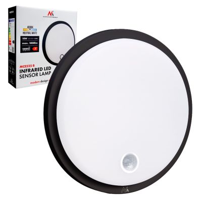 MACLEAN LED LAMP WITH MOTION SENSOR, PIR SENSOR, BLACK, 10W, IP65, 1000LM, NEUTRAL COLOR MCE525 B