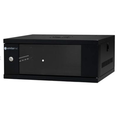 EMITERNET Lightweight wall-mounted cabinet, 19'', 4U, sheet metal/glass door, 550×450×230mm width/depth/height EM/SH02B5404-08