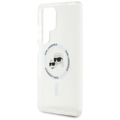 6. Case Karl Lagerfeld Button Karl & Choupette Heads Printed Logo MagSafe Samsung Galaxy S25 Ultra white