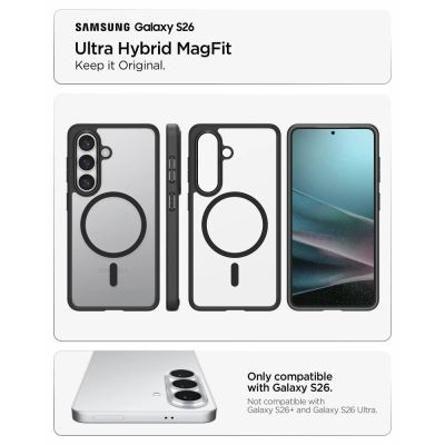 6. Spigen Ultra Hybrid Mag MagSafe Case for Samsung Galaxy S26 - Clear Black