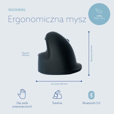 14. Ergonomic mouse R-Go Maus HE ergonomisch rechts Bluetooth mittel schwarz/sil retail