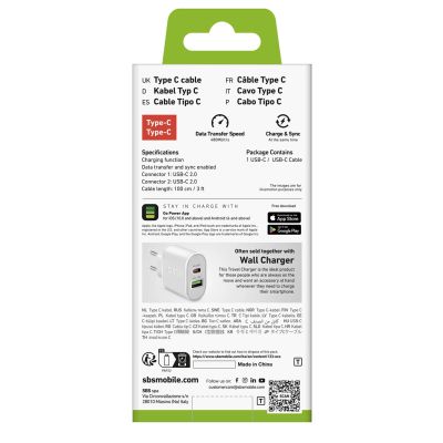 2. SBS TECABLETCC10W USB-C Cable - USB-C Power Delivery 25W 1 m - white