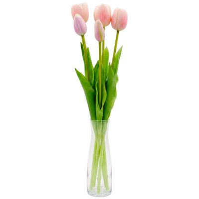 23. BOUQUET OF 5 LIGHT PINK TULIPS 39 CM LIKE LIFE SPRING DECORATION