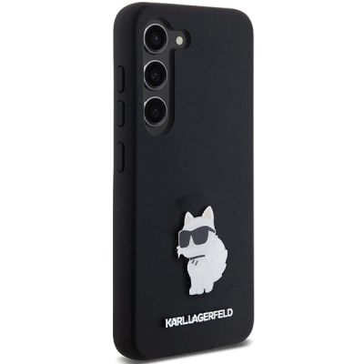 4. Karl Lagerfeld Silicone Choupette Metal Pin case for Samsung Galaxy S24 - black
