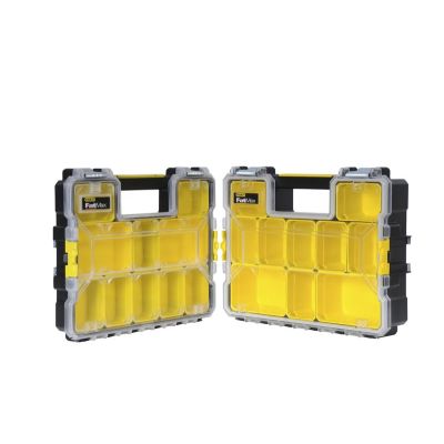 2. Stanley 1-97-518 Tool Box Small Parts Box Plastic Black, Clear, Yellow