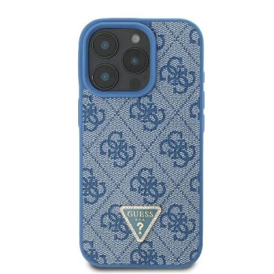 3. Guess Leather Metal Logo Strass Crossbody Case for iPhone 16 Pro Max - Blue