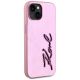 4. Karl Lagerfeld Wrinkled Metal Signature iPhone 15 Case - Pink