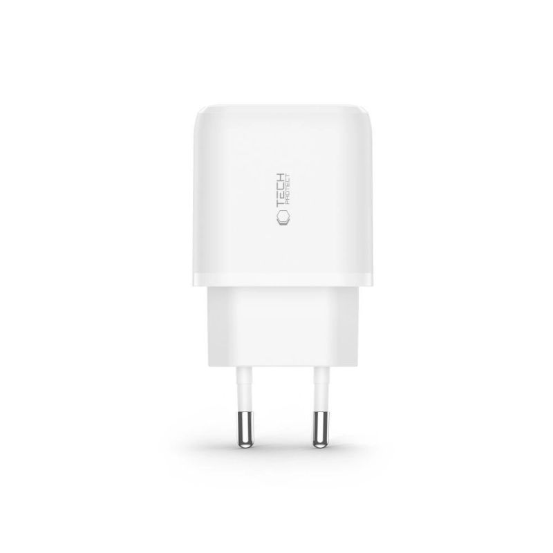 3. Tech-Protect C20W USB-C PD 20W / USB-A QC 3.0 charger with USB-C / USB-C cable - white