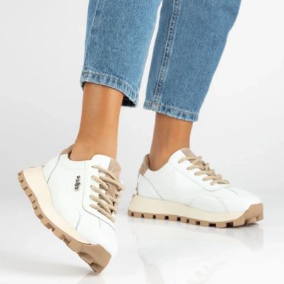 2. Leather platform sneakers, white, Filippo DP7498