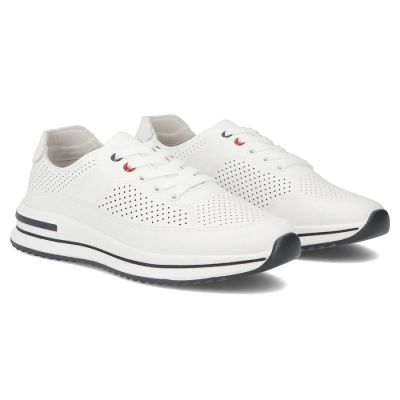 5. Women's leather openwork shoes, white Filippo DP7608/26 WH