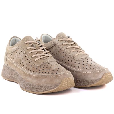 4. Women's leather openwork shoes, light brown, Sergio Leone SP013