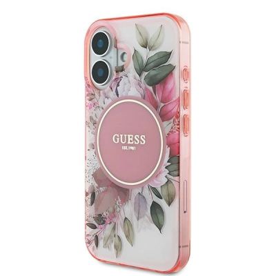 2. Guess IML Flower & Tonal Circle MagSafe iPhone 16 Plus Case - Pink