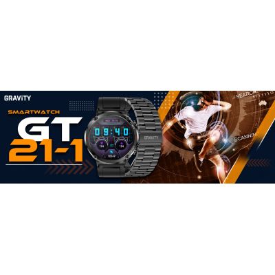 9. Gravity GT21-1+ Smartwatch Black Silicone Strap