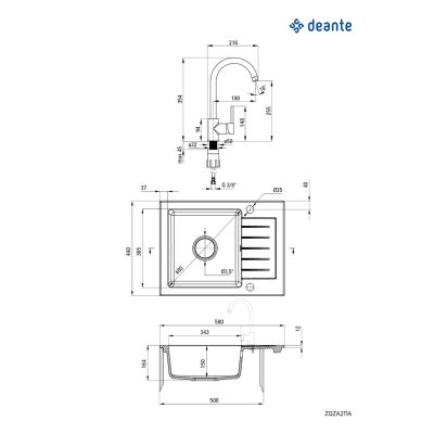 2. Deante Zorba ZQZA711A kitchen sink with tap