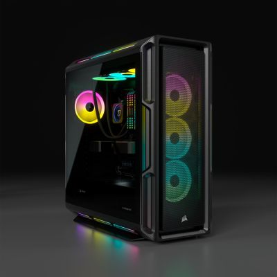 3. Corsair | Smart Tempered Glass Case | iCUE 5000T RGB | Side Glass | Black | Mid-Tower | Power Supply Included | ATX Format
