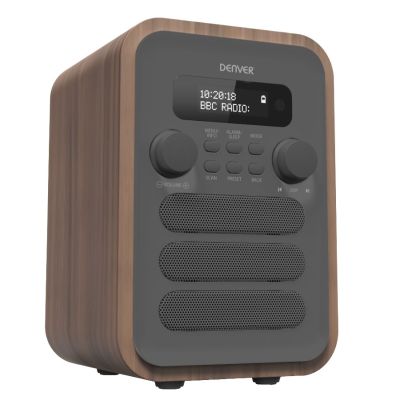 3. Denver DAB-48GREY Personal Digital Radio Gray, Wood