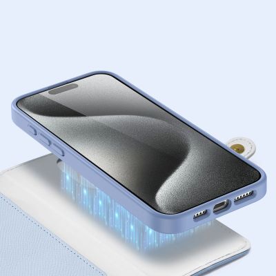 6. Dux Ducis Lawa Leather Case for iPhone 15 Pro - Blue