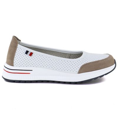 2. Leather ballet flats with a thick sole, openwork, white Jezzi 7815