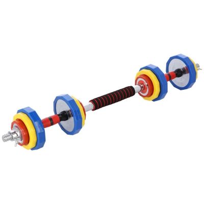 10. Colorful dumbbells with barbell function in a HMS SKC20 case 2 x 10 kg