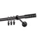 SINGLE CURTAIN ROD Ø 19 MM BLACK 160 CM TECHNO WITH RINGS KOWALSKI