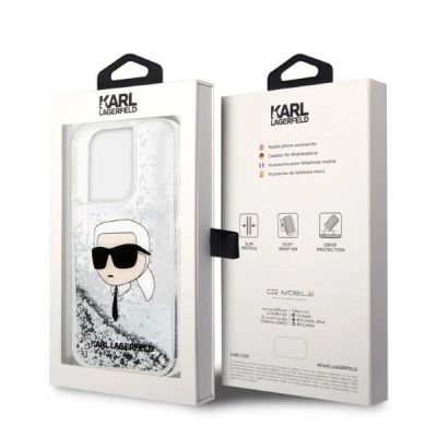 8. Karl Lagerfeld KLHCP14LLNKHCH iPhone 14 Pro 6.1" silver/silver hardcase Glitter Karl Head