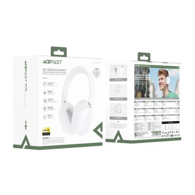 4. Acefast H12 Wireless On-Ear Bluetooth 5.4 Headphones with ANC - White