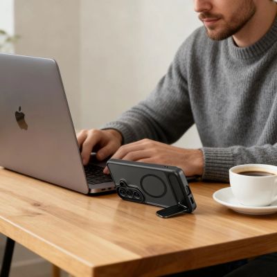 8. Tech-Protect MagRack MagSafe Case for Samsung Galaxy S26+ - Matte Black