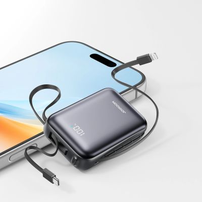 8. Joyroom JR-PBF29 20000mAh 22.5W Powerbank with Double Cable - Black