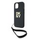 5. DKNY Wrist Strap Stock Logo case for iPhone 14 / 15 / 13 - black