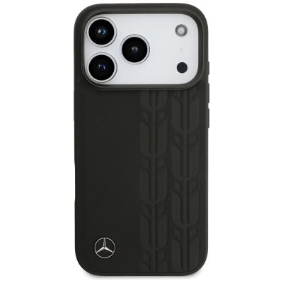 3. Mercedes Leather Laurel Leaves MagSafe Case for iPhone 17 Pro - Black