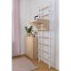 17. GYMNASTIC WOODEN AND METAL WALL BAR WITH 4 HANDLES WITH A WOODEN BAR BENCHK 211W