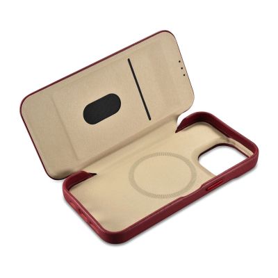17. iCarer CE Premium Leather Folio Case iPhone 14 Pro Magnetic Flip Leather Folio Case MagSafe Red (WMI14220714-RD)