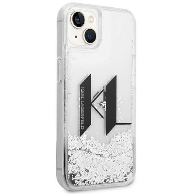 4. Karl Lagerfeld Liquid Glitter Big KL case for iPhone 14 - silver