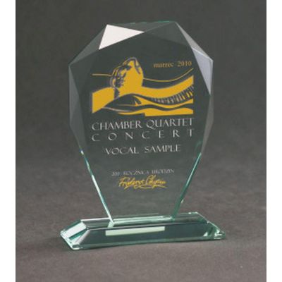 3. Engraved glass trophy with case + paint filling