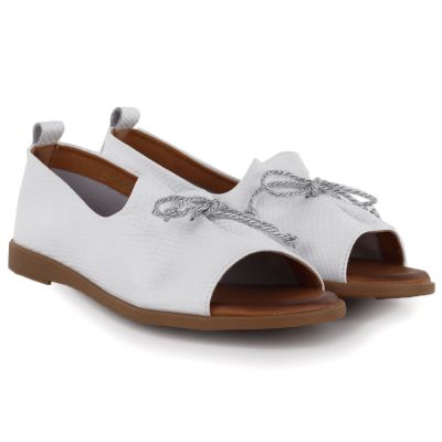 3. Women's leather open-toe shoes, white, Cambell 19388