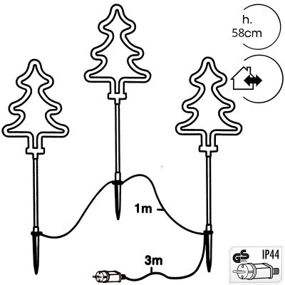3. DECORATIVE LAMPS OUTDOOR PATH STICK 3 PCS CHRISTMAS TREE NEON