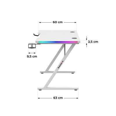 5. Huzaro Hero 2.5 White RGB Gaming Desk